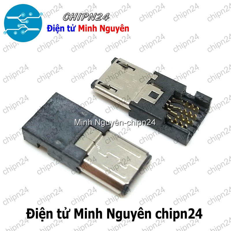 [2 cái] (K152) Đầu+Vỏ nhựa Micro USB V2 Trắng (Đầu Jack USB hàn dây) - HH005822
