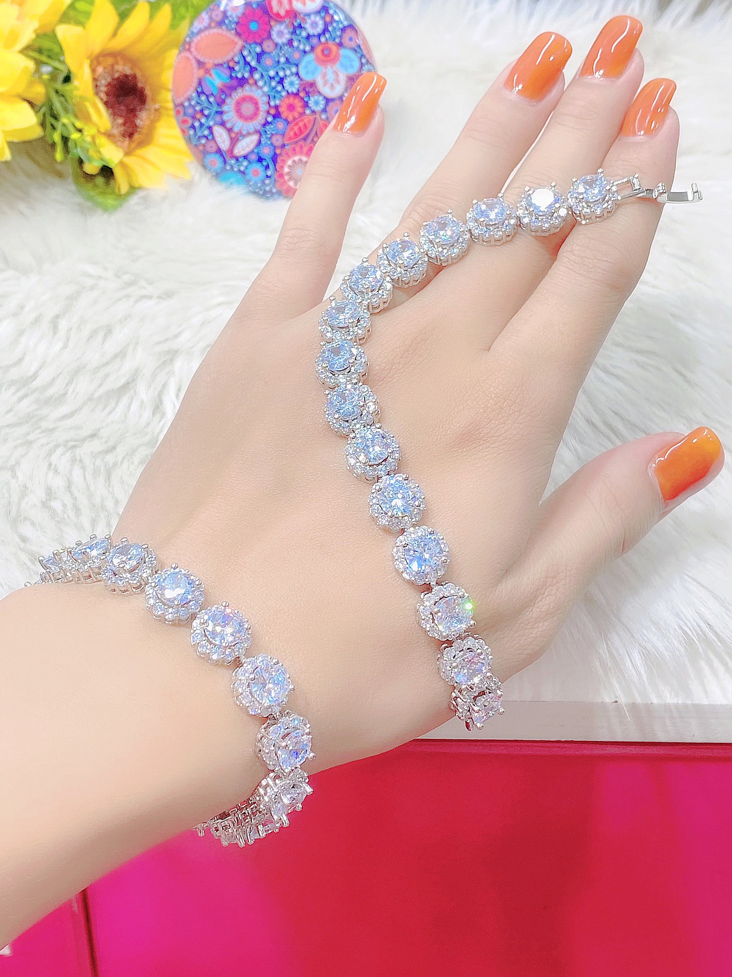 Lắc tay xoàn mạ bạch .kim cao cấp h726