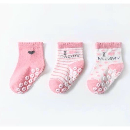 Set 3 đôi tất cao cổ thu đông chống trượt dày dặn ấm áp cho bé