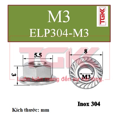 Đai ốc liền phẳng inox 304