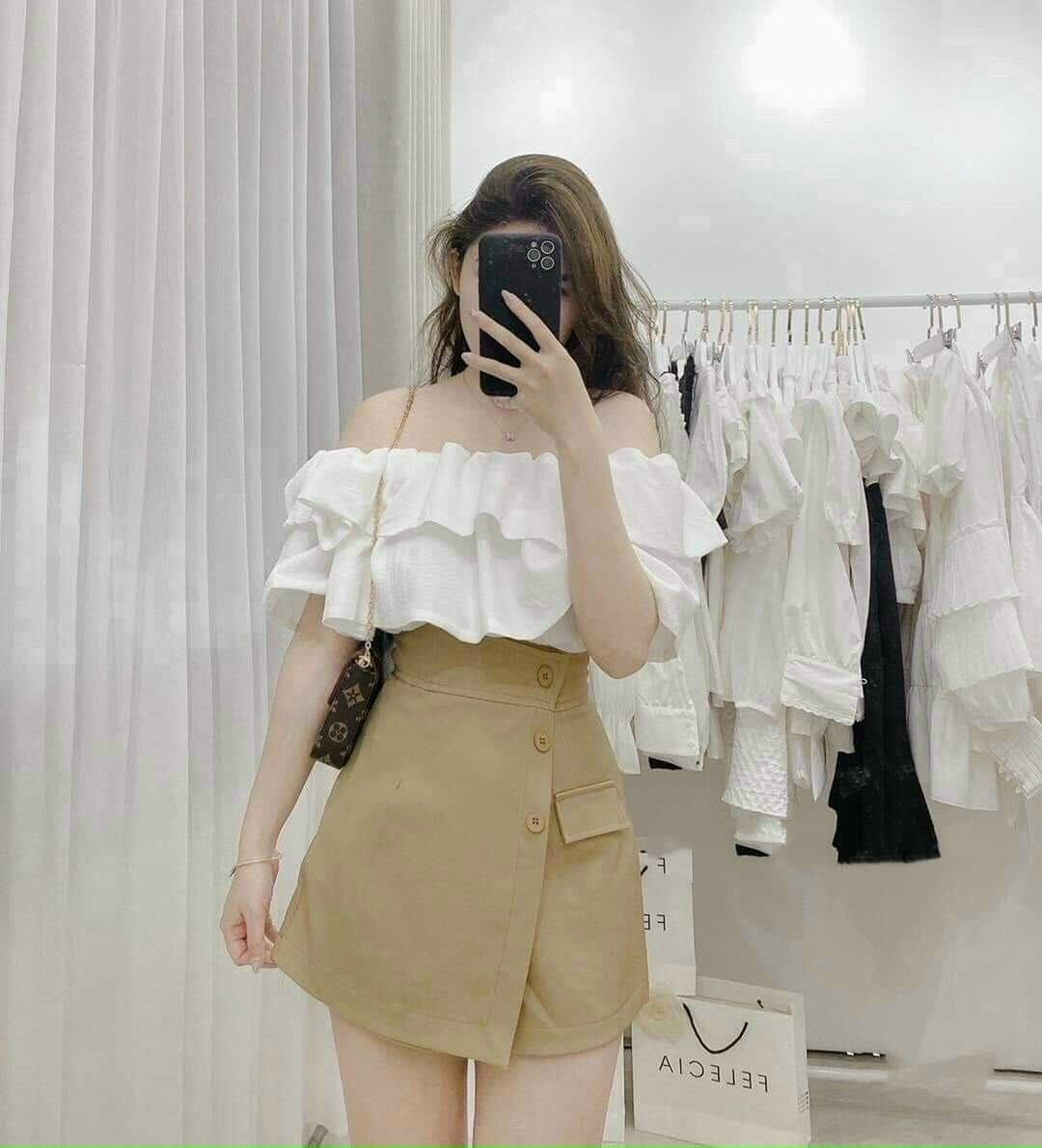 SÉT ĐÙI GIẢ VÁY ÁO 2 BÈO TRỄ VAI ( CÓ MÚT |)