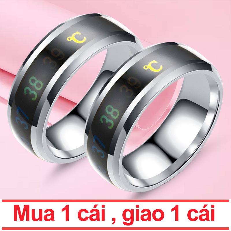【Mua một tặng một】Nhẫn Đôi Cho Những Người Yêu Thích 2020 Thời Trang Mới Nhiệt Độ Thông Minh Nhẫn Đôi Tâm Trạng Hiển Thị Nhiệt Độ Vòng Không Gỉ Nhẫn Thép Cho Trang Sức Nữ