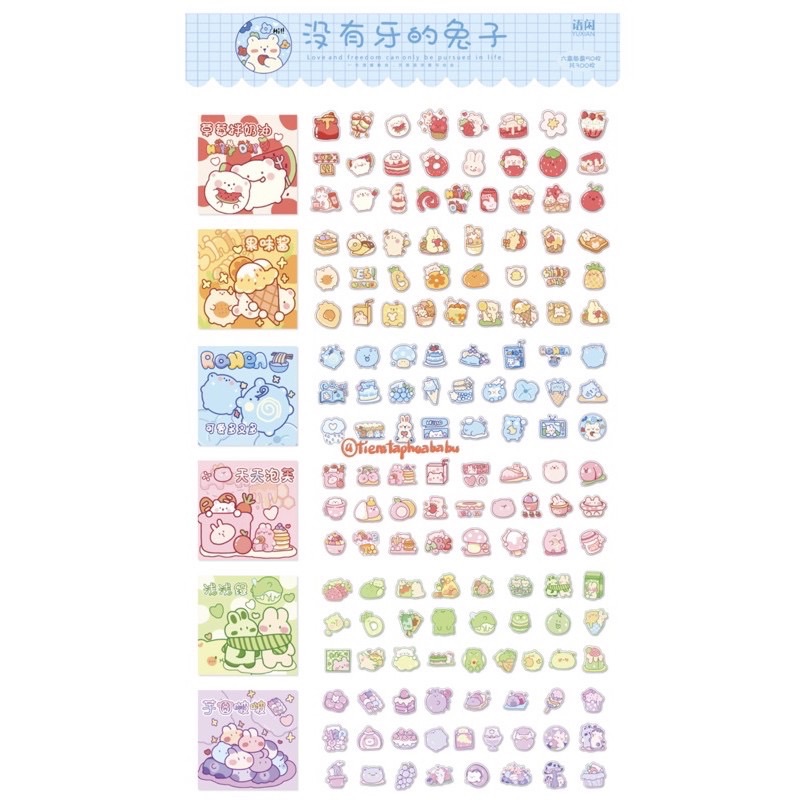 Set 6 Hộp 50 Pcs Stickers Dễ Thương (Có Tách Lẻ)