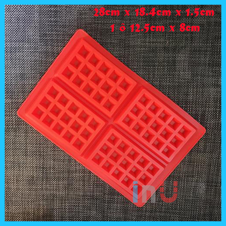 Khuôn silicon bánh Waffle chữ nhật nướng bánh Waffle đổ rau câu làm socola