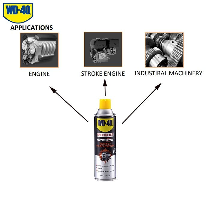 Chất Tẩy Nhờn Dầu Mỡ Mạnh mẽ WD-40 Machine & Engine Degrease 450ml, Làm sạch động cơ, máy móc công nghiệp