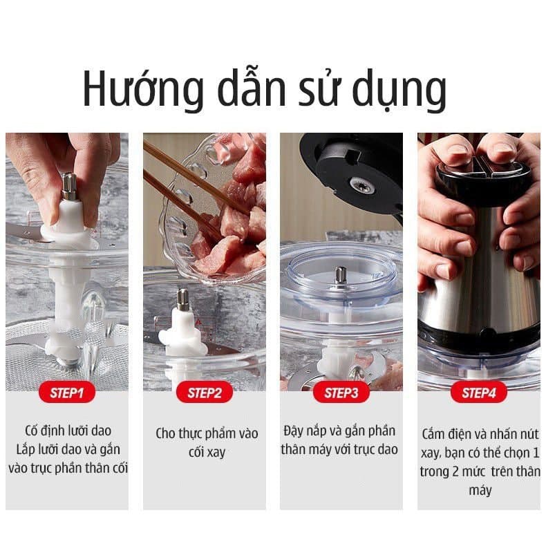 Cối Xay Thịt KITCHEN EXPERT 2L Cối Inox 304 Cao Cấp