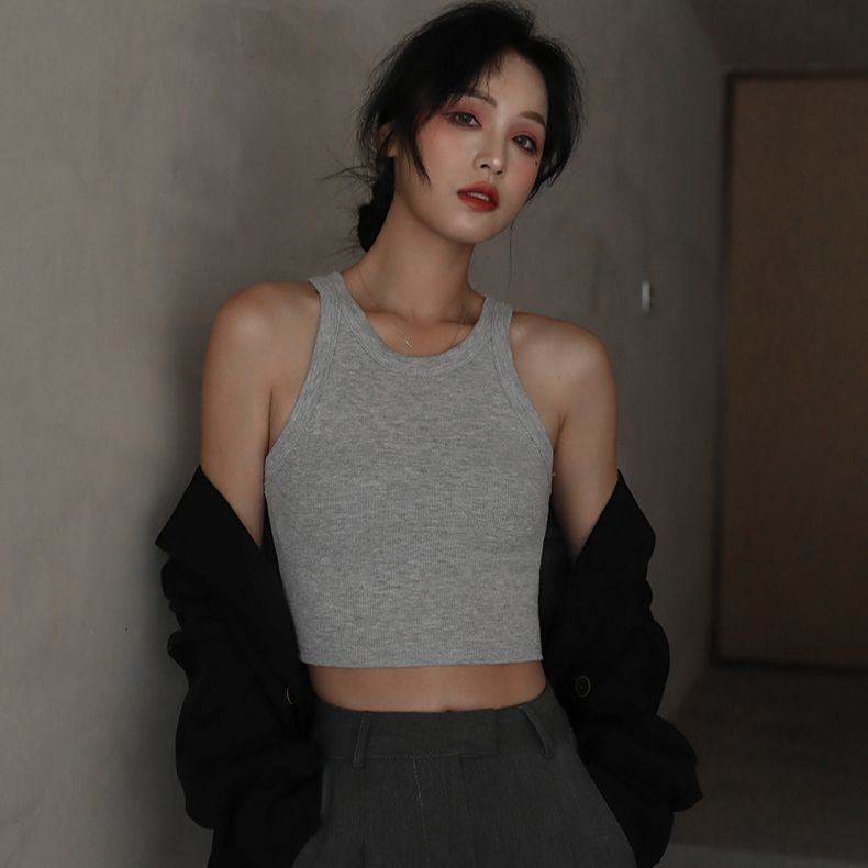 Áo ba lỗ nữ croptop thun dày basic trơn vải đàn hồi tốt không nhão