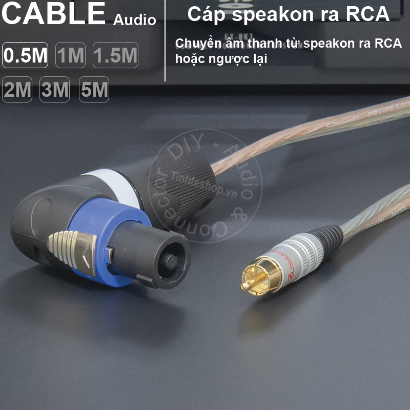 Speakon to RCA audio cable plugs from Power to Speaker or DIY Amplifier 0.5 to 10 meters