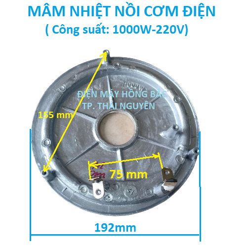 Mâm nhiệt nồi cơm điện công suất 1000W đường kính 192mm