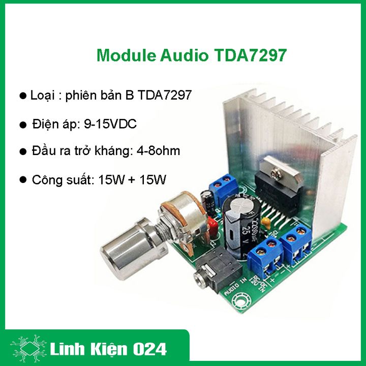 Module khuếch đại công suất TDA7297 kỹ thuật số kênh đôi không tiếng ồn 12V công suất 15w+15w V1