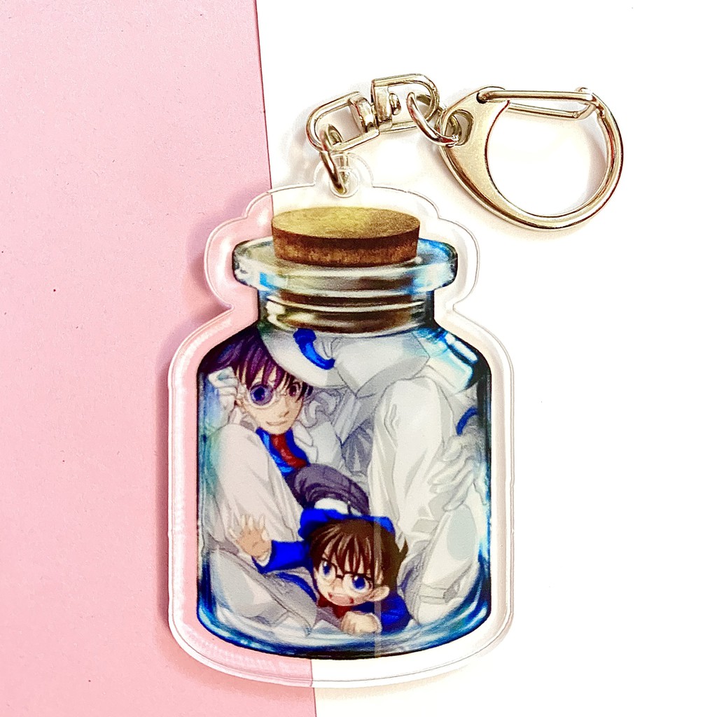 ( Mica trong acrylic ) Móc khóa ĐỰNG TRONG BÌNH NƯỚC anime CONAN NATSUME ATTACK ON TITAN quà tặng xinh xắn dễ thương