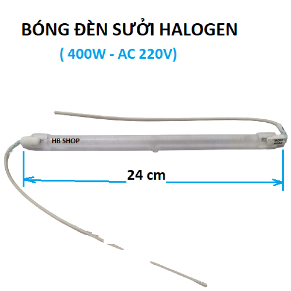 01 bóng đèn sưởi thẳng halogen có dây 300w-400w AC220V
