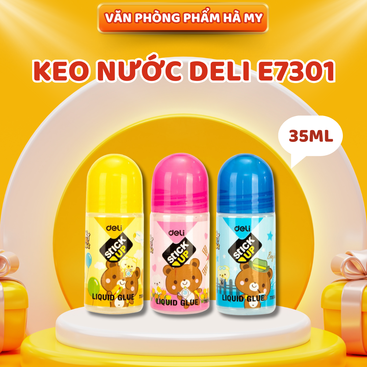 Combo 5 Lọ Hồ nước, keo nước dán giấy 35ml Deli - E7301