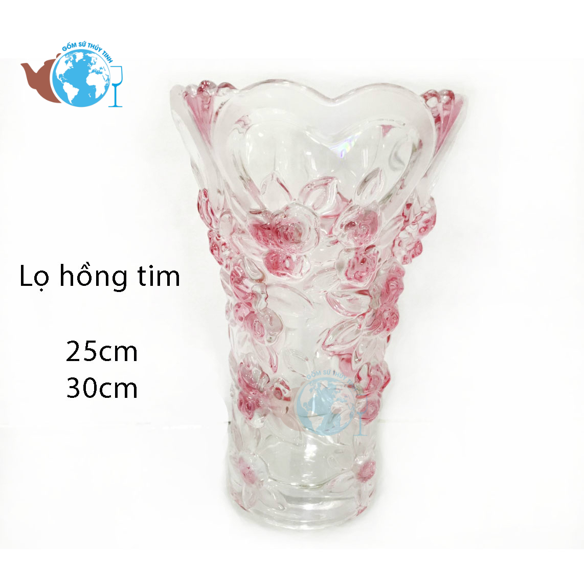 [HCM]Bình bông thủy tinh LỚN họa tiết hoa trái tim loại cao 25cm và loại 30CM lọ hoa trang trí sang trọng cao cấp
