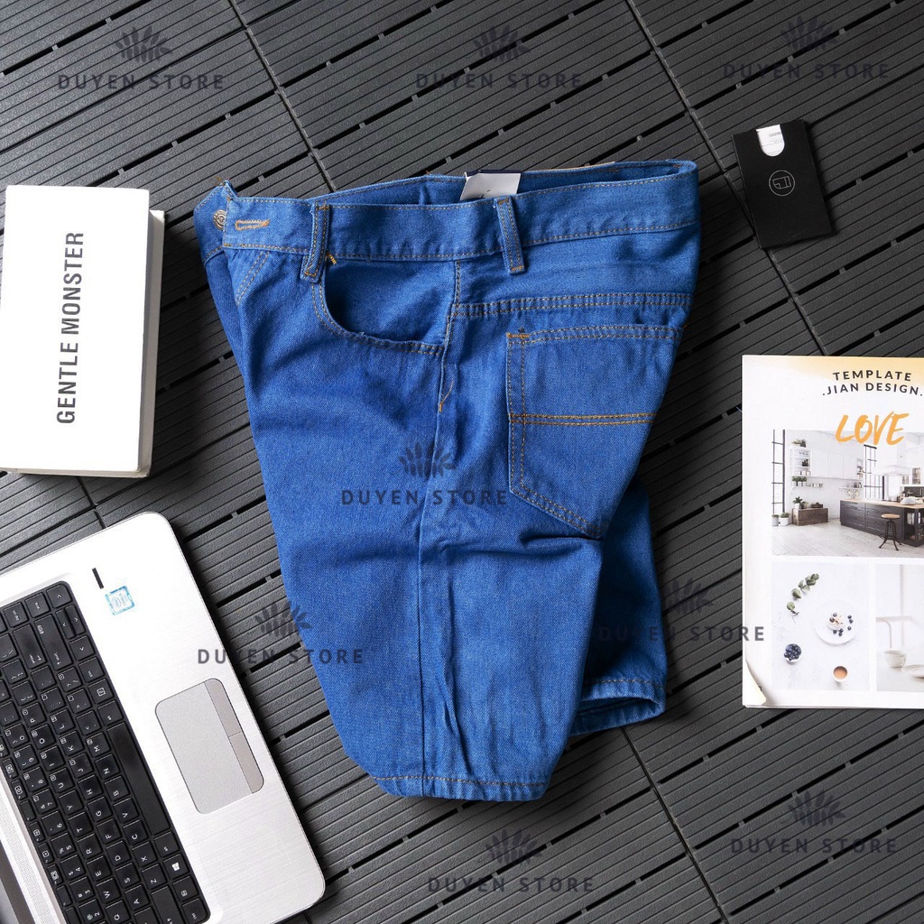 Quần Short Jean Nam Form Rộng Mẫu Trơn Vải Dày Cao Cấp