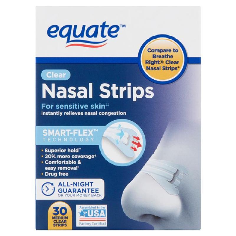 Dán Mũi Chống Ngáy Equate Nasal Strips Clear 30 miếng