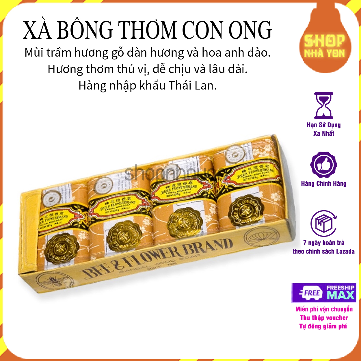 Xà bông thơm con ong - mùi trầm hương - hàng Thái Lan
