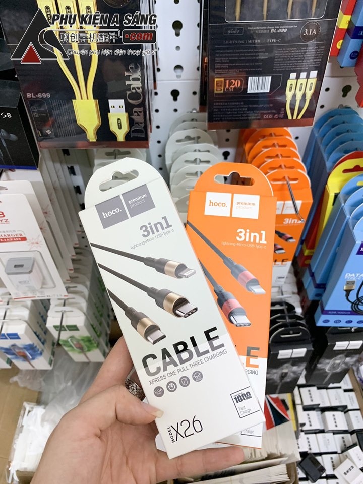 [HCM]Bộ cáp sạc Hoco X26 3 đầu