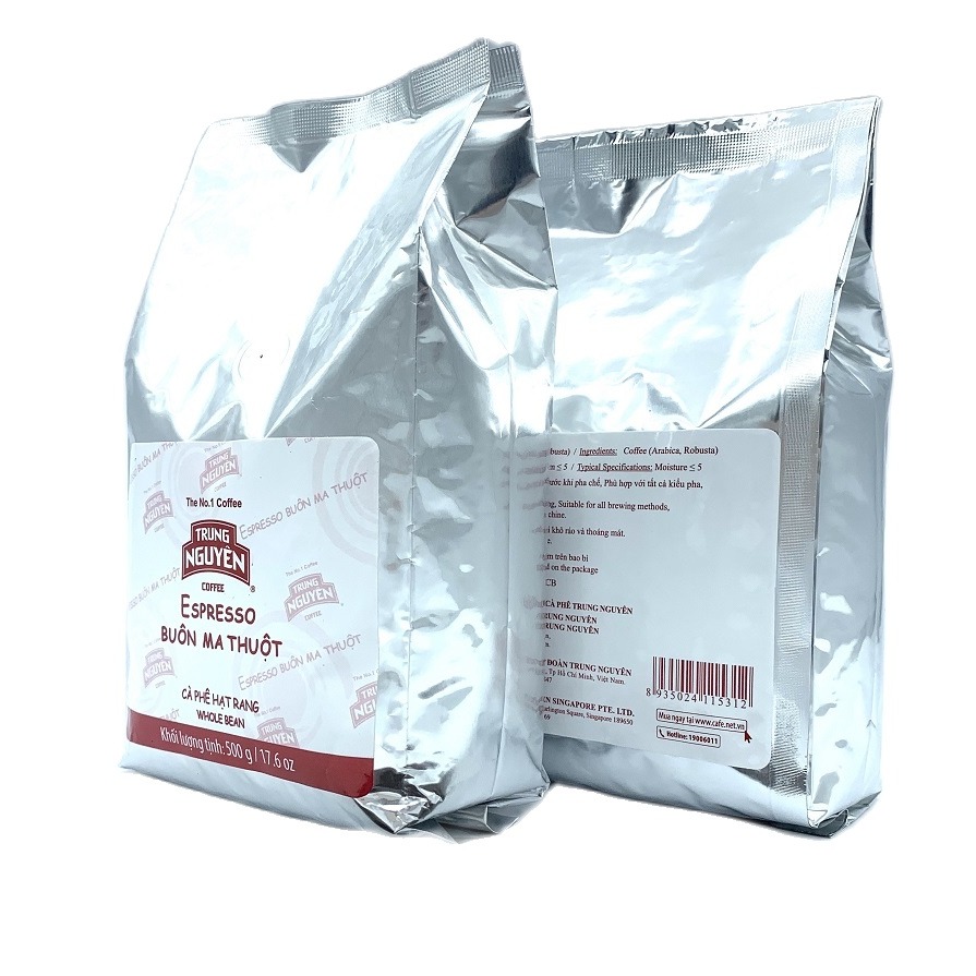 [Combo 2 Bịch] Cà phê hạt Trung Nguyên dành cho Pha máy Espresso( Bịch 500gam)
