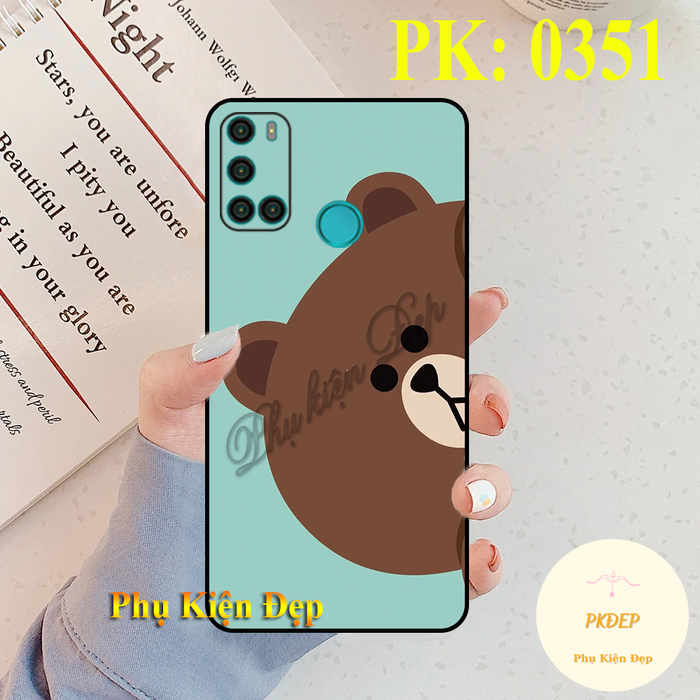 [HCM]Ốp lưng Vsmart Joy 4 dẻo đen  in hình Gấu nâu