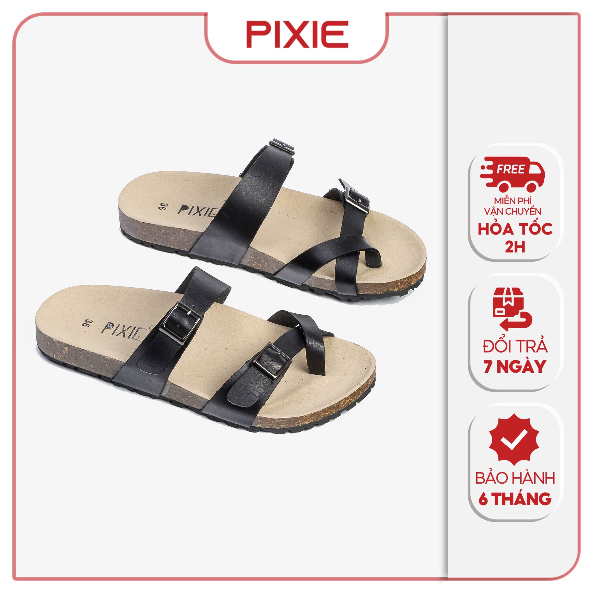 [Form to] Dép Bệt Da Thật Hai Quai Xỏ Ngón Pixie H085