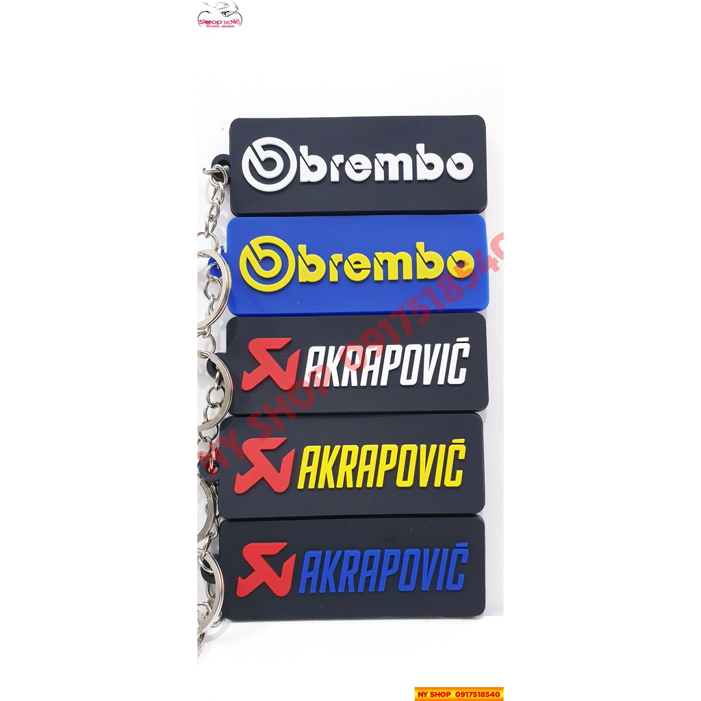 MÓC KHÓA LOGO HÃNG BREMBO,LEOVINCE,AKRAPOVIC,OHLINS