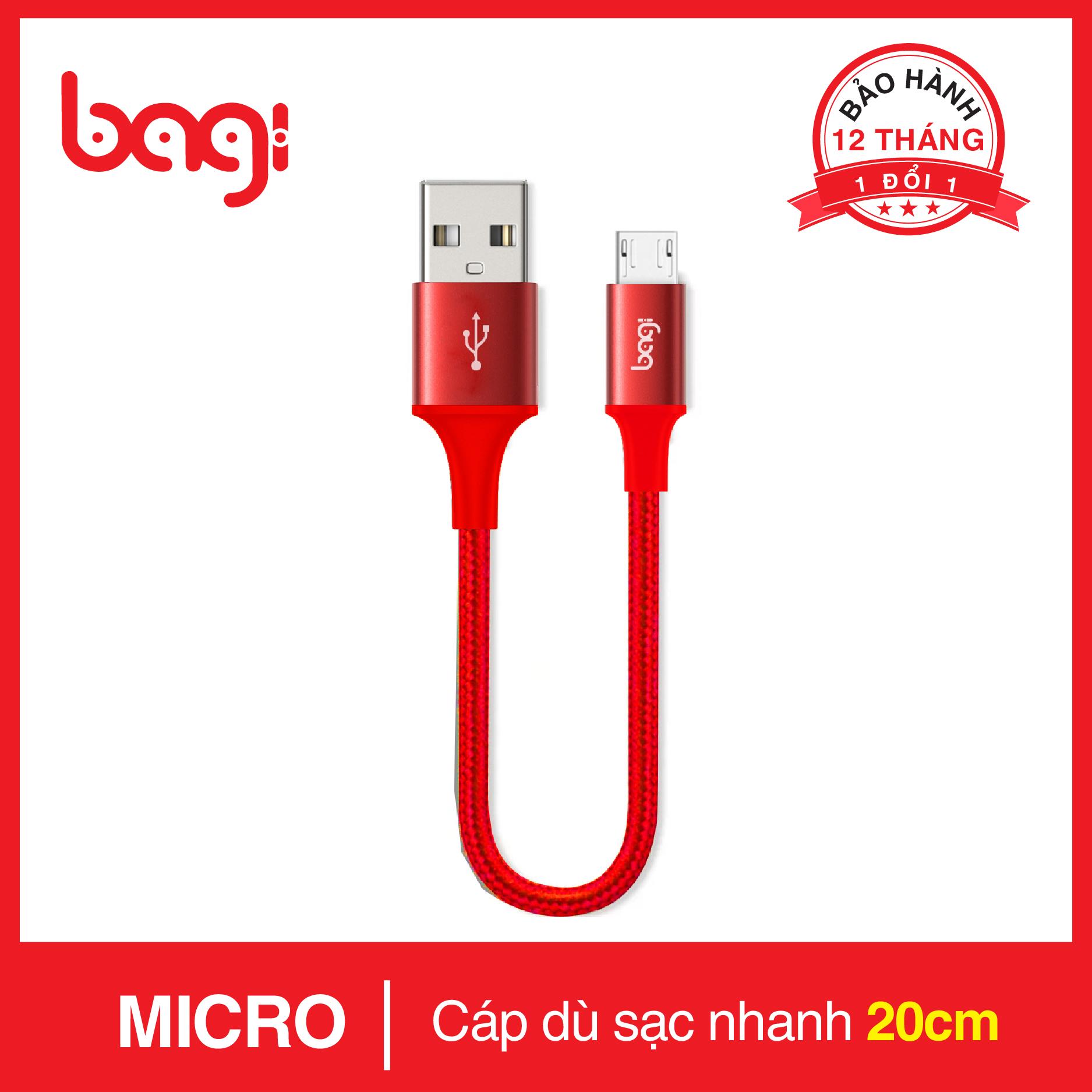 Cáp dù sạc nhanh kết nối Micro USB Bagi 20cm MS20