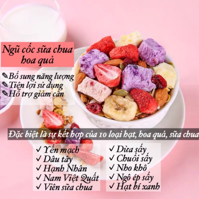 Ngũ cốc sữa chua hoa quả sấy khô (S.chua tím 400g)