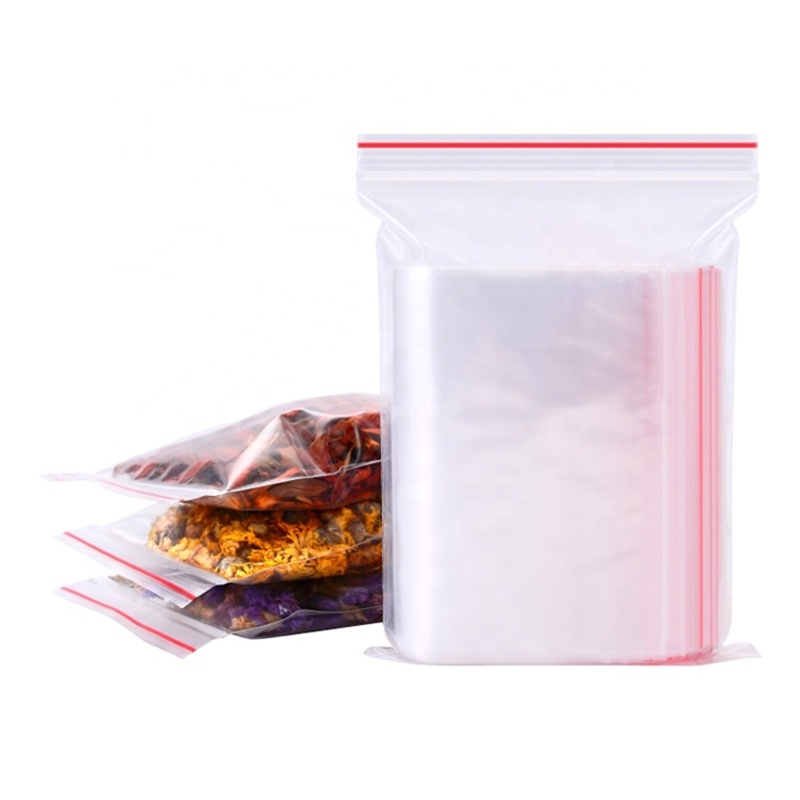 1 Kg Túi zip chỉ đỏ (zip PE, zip lock, zip viền đỏ) loại dày – 5 giây