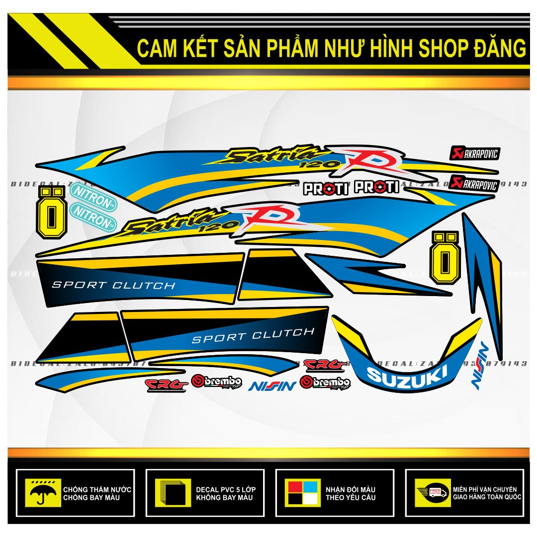 TEM RỜI SATRIA R PHỐI XANH ĐEN VÀNG