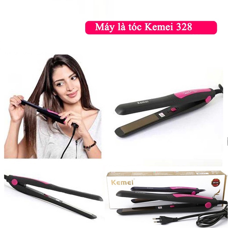 Máy kẹp tóc Kemei Km-328, máy duỗi tóc mini, máy làm tóc đa năng, máy uốn tóc, máy ép tóc máy duỗi thẳng tóc, dụng cụ tạo kiểu tóc, máy là tóc bản to , máy bấm làm phồng chân tóc kemei 328