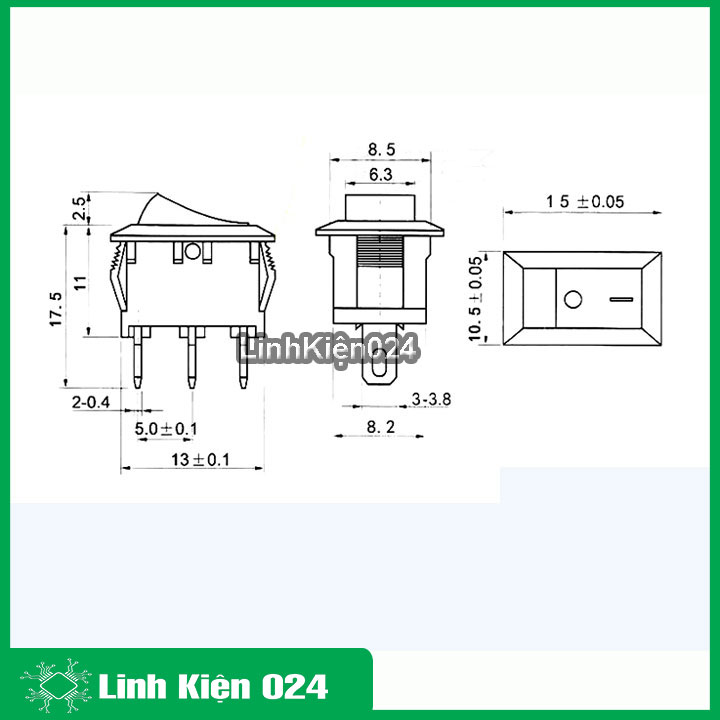 Bộ 10 công tắc bập bênh KCD1 250vac 6a có đèn