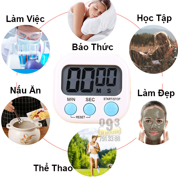 Đồng Hồ Bấm Giờ Đếm Ngược Mini Đồng Hồ Đo Thời Gian Nhà Bếp 7x8 cm