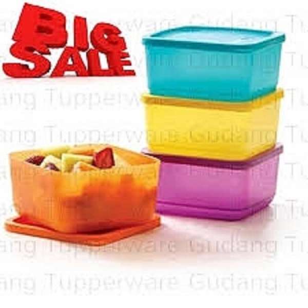 Hộp bảo quản thực phẩm Tupperware SQUARE ROUND USA (bộ 4 cái) nhập khẩu 650 ml