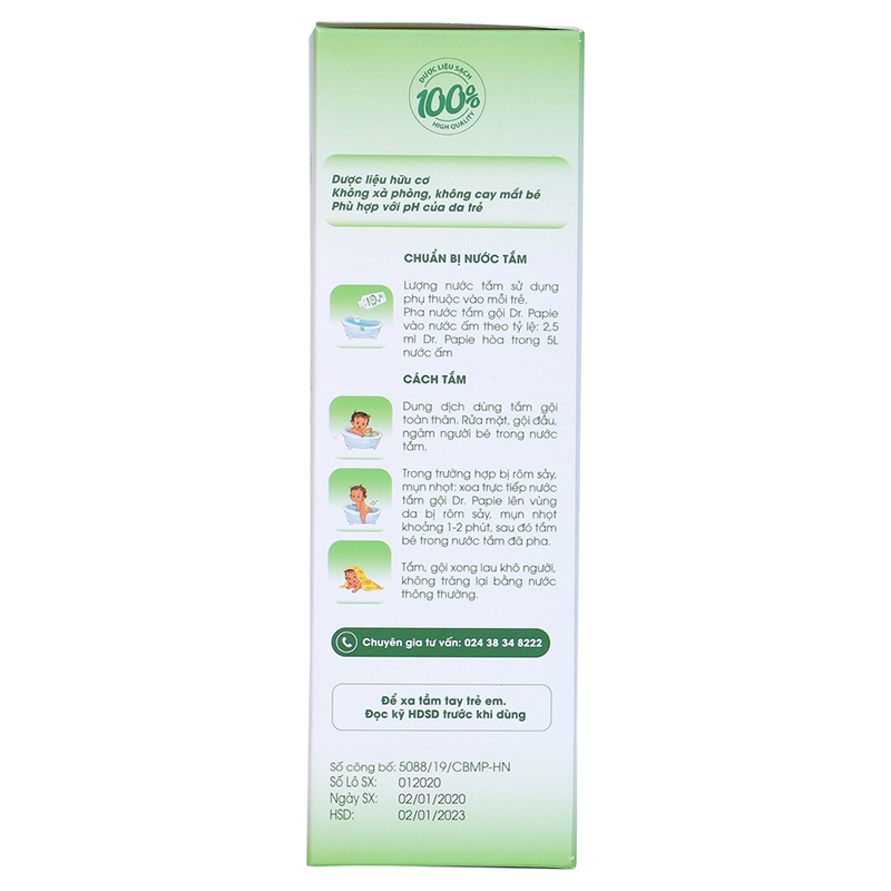 Nước Tắm Gội Thảo Dược Dr.Papie 230ml