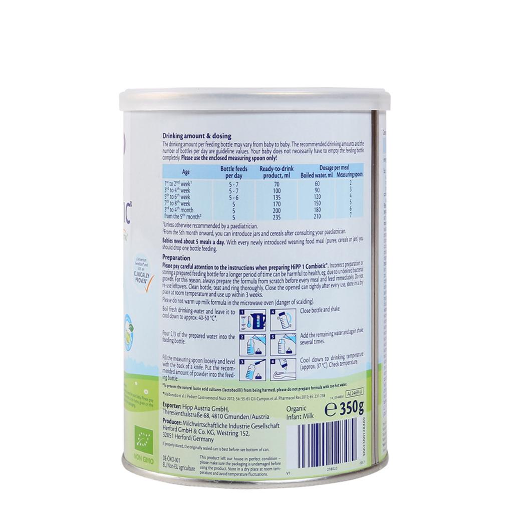 Sữa Bột HiPP Organic Combiotic 1 - Hộp 350g (Cho trẻ từ 0-6 tháng tuổi)