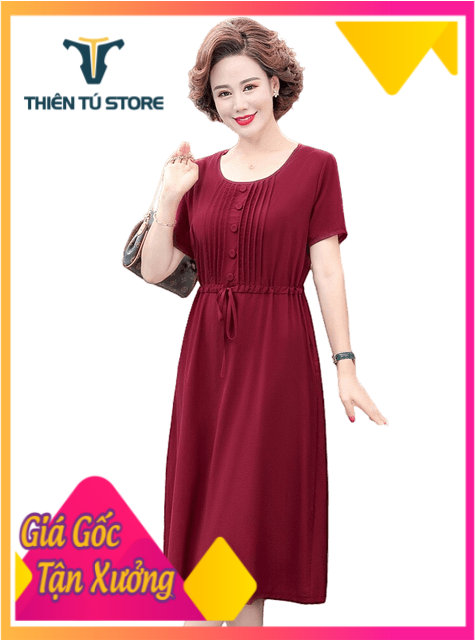 Đầm trung niên nữ sang trọng  kiểu suông chất voan hàn nhẹ nhàng thoáng mát, mẫu đầm suông trung niên mới năm 2022 LZ.01529