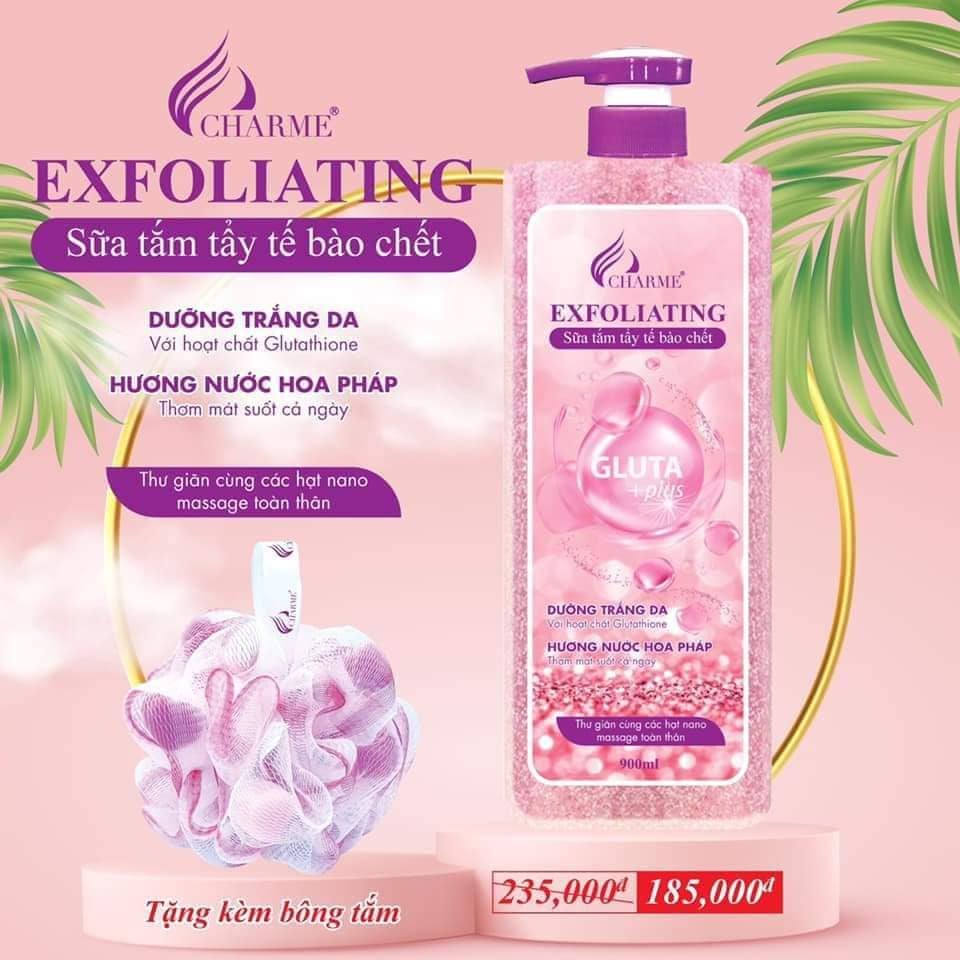 Sữa tắm tẩy tế bào chết exfoliating 900ml chamme hương nước hoa tặng kèm nước hoa 3ml