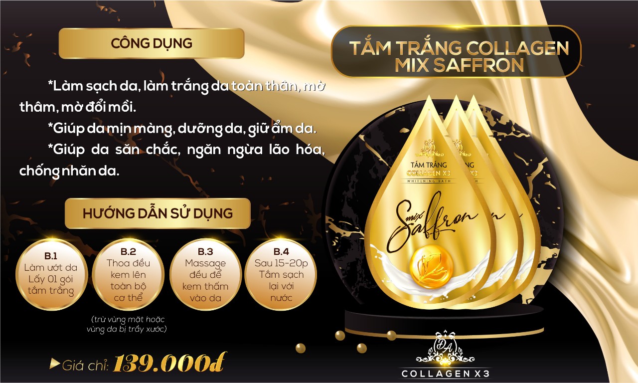 [HCM] Tắm trắng collagen x3 mix saffron