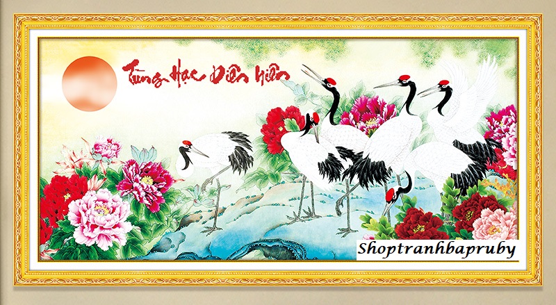 [HCM]Tranh đính đá Tùng Hạc Diêm Niêm LG1622 kích thước 120 x 60 cm