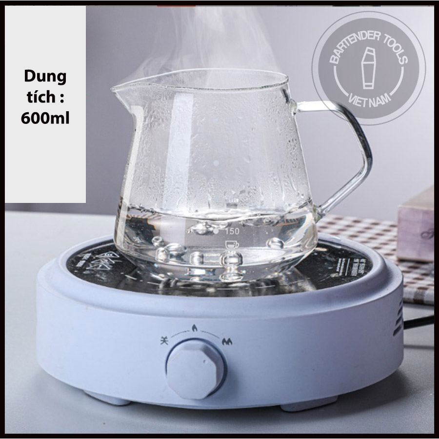 Bình thủy tinh pha cà phê V60 vân trơn 600ml