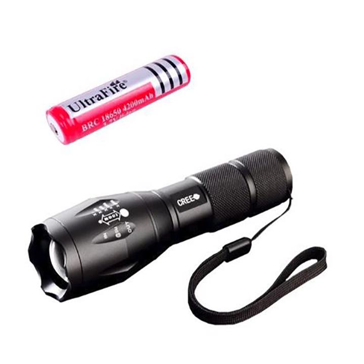 Đèn pin police t6 - loại 1 đít đỏ vỏ nhám