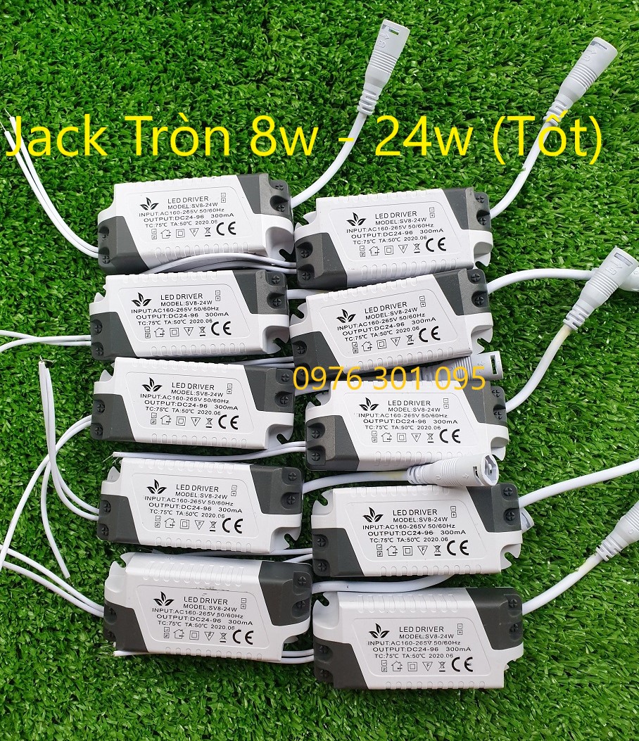 Tăng phô đèn led âm trần và ốp trần 8w đến 24w [Drivier Jack Tròn Thông Dụng]