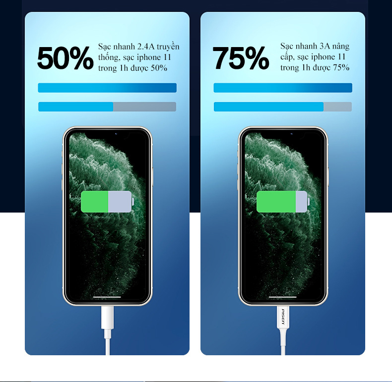 [HCM]Cáp sạc iPhone C to Lightning 3A Pisen