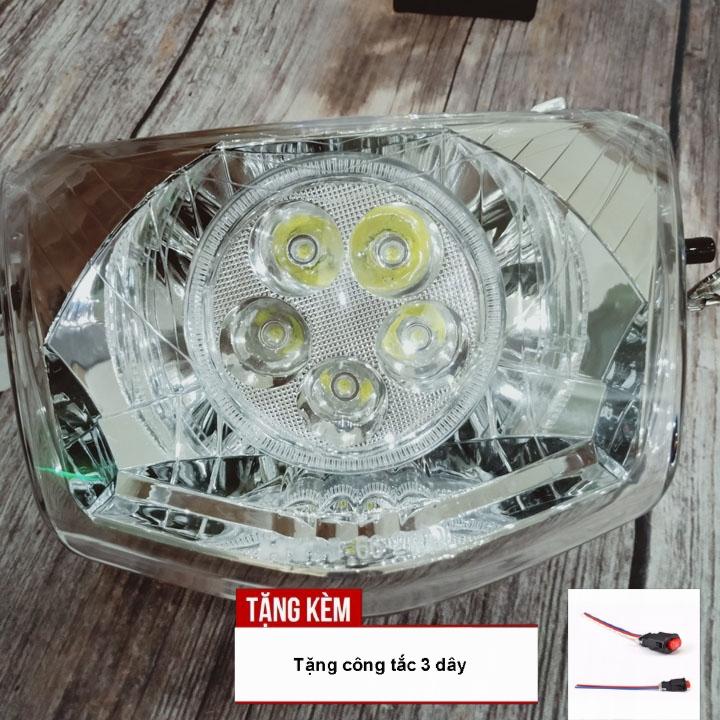 TẶNG KÈM CÔNG TẮC CHUYỂN ĐỔI - [SIÊU CHẤT CHƠI]Bộ đèn pha LED xe WAVE RS, WAVE A, WAVE S100 với thiết kế 5 bóng siêu sáng A372