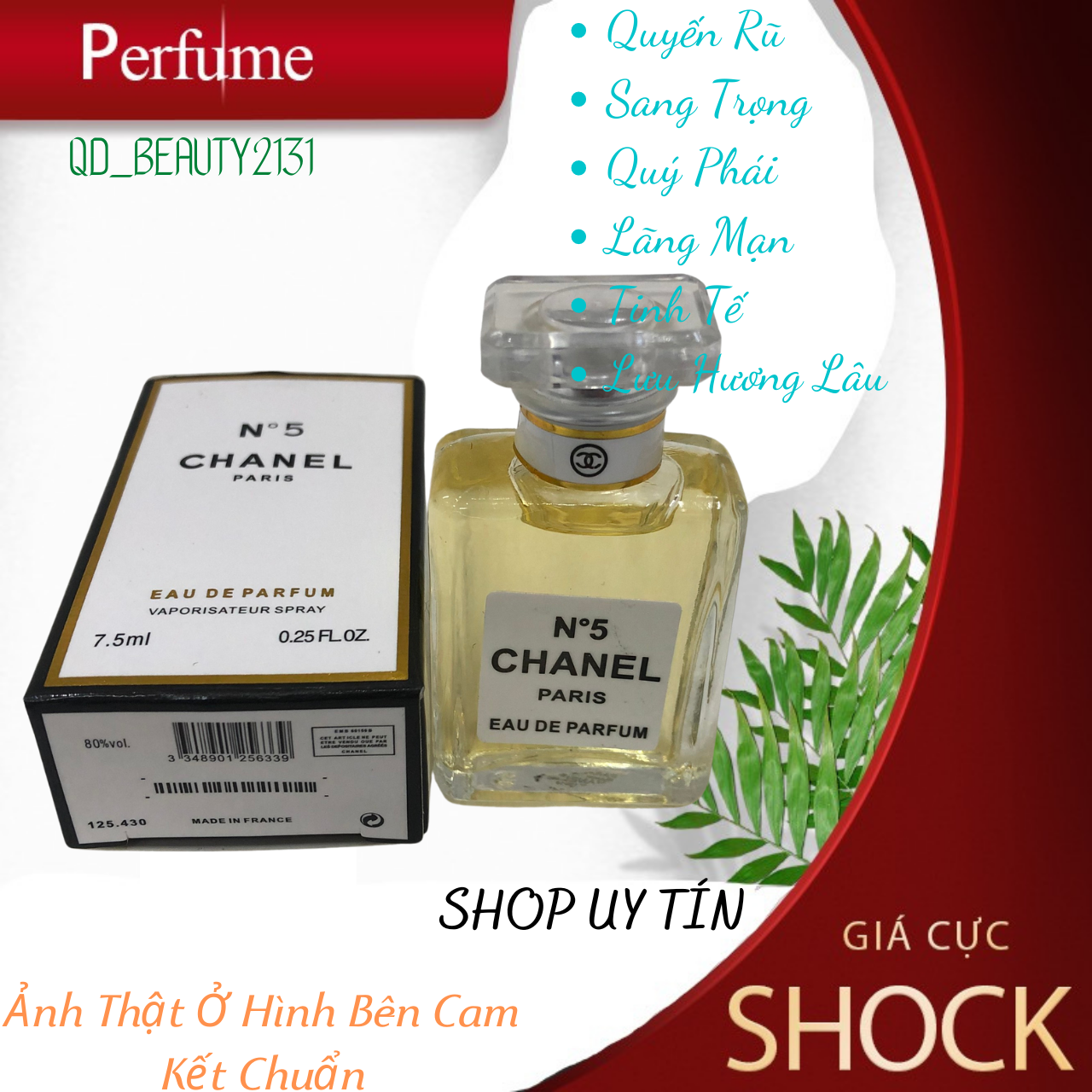Nước Hoa Chiết 7,5ml N5 Cha Nel Nhập Khẩu Cao Cấp