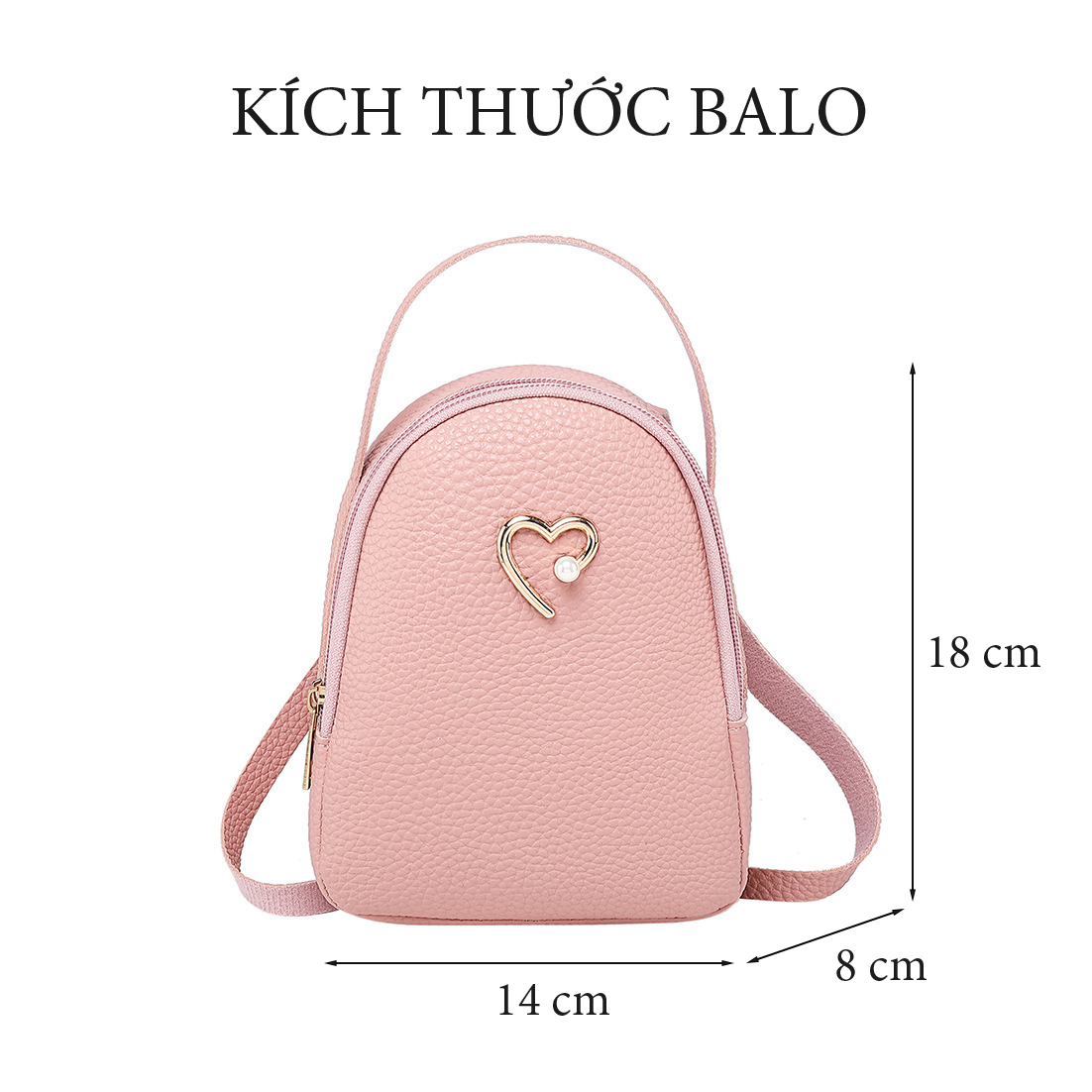 Balo Nữ Giả Da Trái Tim B37 Hồng