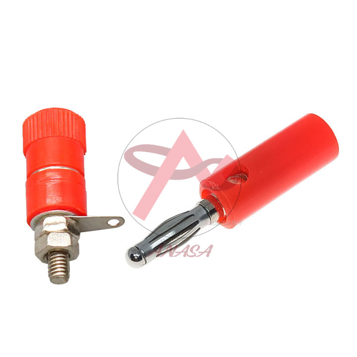 Combo 1 Jack Bắp Chuối 4mm Và 1 Đầu Jack JS910 Dài - Màu Đỏ