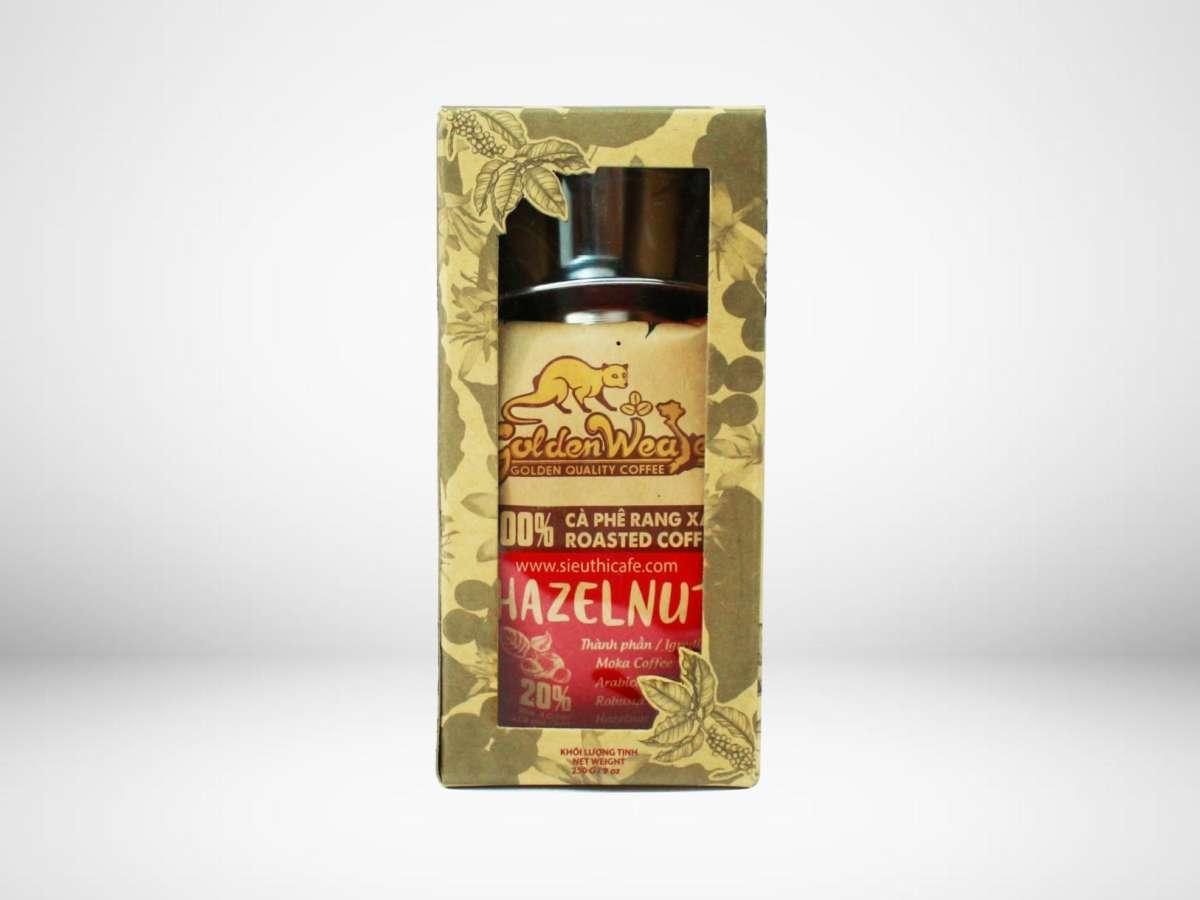Cà Phê Hazelnut 250g Bột - Hộp Kraft Kính