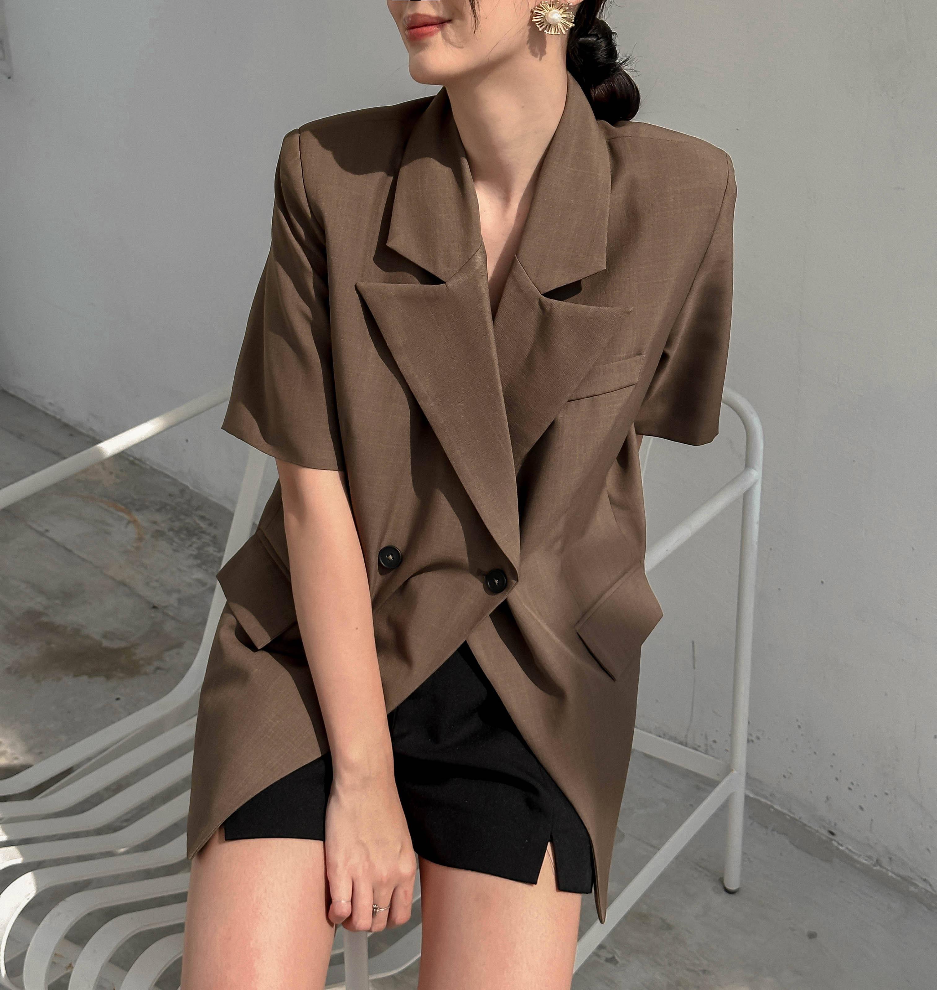 CIGNO-áo blazer đắp,tay ngắn MILA blazer